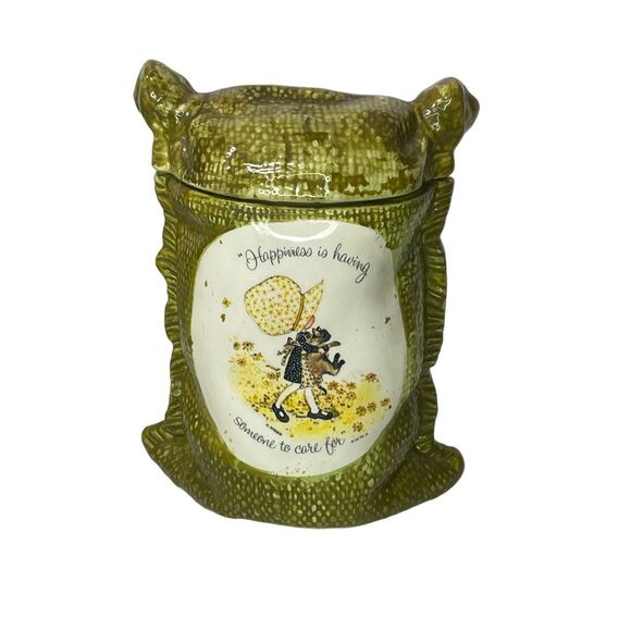 Vintage Holly Hobbie avocado green canister. - Picture 1 of 7